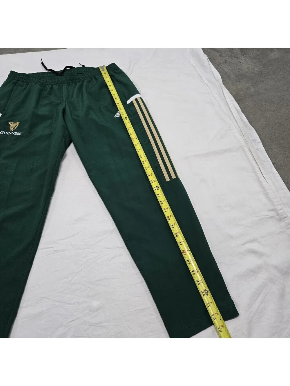 EUC Men's LARGE Adidas x Guinness Track Pants Green Gold White Embroidered Logo